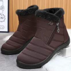 Men's Gray Winter Boots with Zipper Closure, Warm Fleece Lining, and Waterproof Design – Ideal for Outdoor Activities in Cold Weather