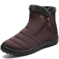 Men's Gray Winter Boots with Zipper Closure, Warm Fleece Lining, and Waterproof Design – Ideal for Outdoor Activities in Cold Weather