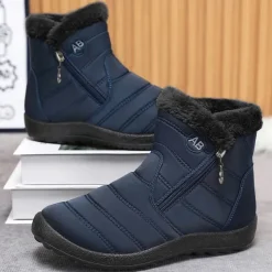 Men's Gray Winter Boots with Zipper Closure, Warm Fleece Lining, and Waterproof Design – Ideal for Outdoor Activities in Cold Weather