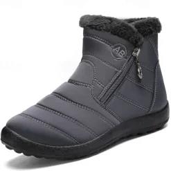 Men's Gray Winter Boots with Zipper Closure, Warm Fleece Lining, and Waterproof Design – Ideal for Outdoor Activities in Cold Weather