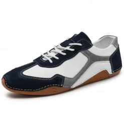 Men's Green and White Suede Sport Sneakers with Lace-Up Design - Comfortable and Stylish for Casual and Athletic Wear