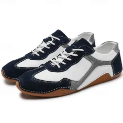 Men's Green and White Suede Sport Sneakers with Lace-Up Design - Comfortable and Stylish for Casual and Athletic Wear