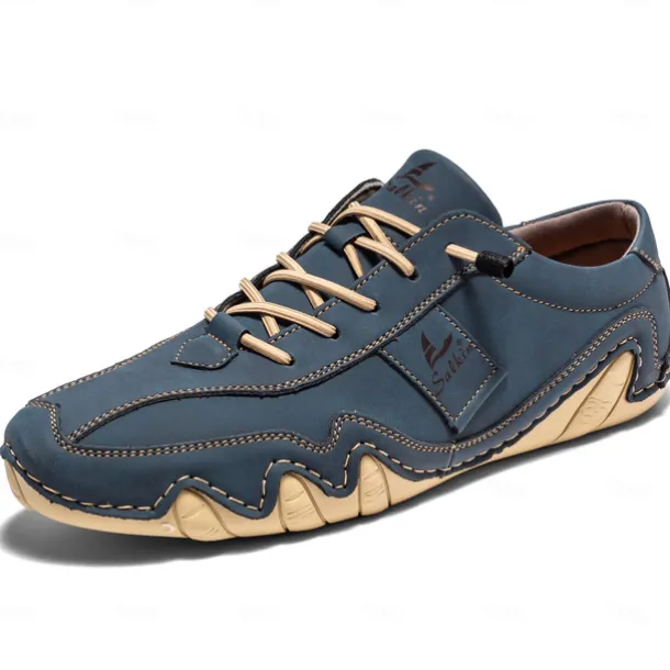 Men's Green Casual Faux Leather Sneakers with Unique Stitching and Lace-Up Design, Comfortable and Stylish for Everyday Wear