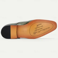 Men's Green Leather Monk Strap Dress Shoes – Premium Cowhide, Camouflage Pattern, Elegant Formal Footwear for Weddings and Business Events