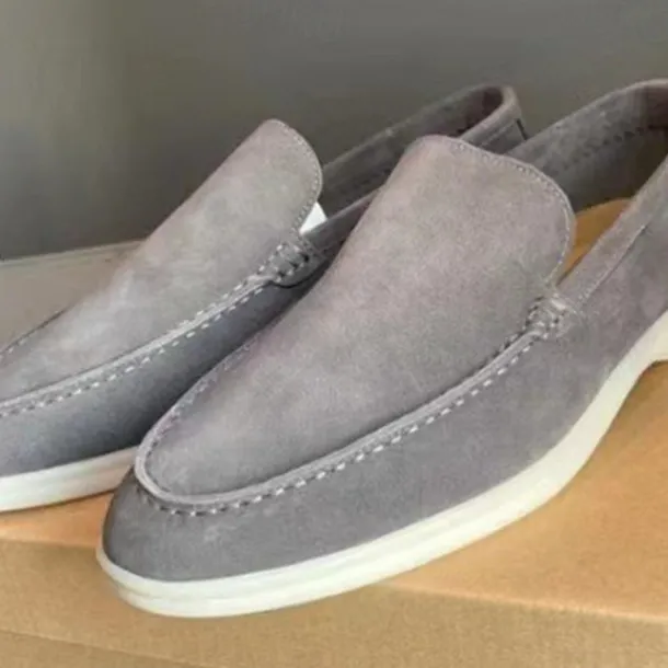 Men's Green Suede Casual Loafers with Lightweight Non-Slip White Sole, Comfortable Slip-On Design, and Breathable Material