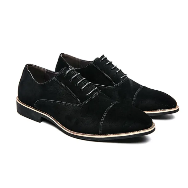 Men's Grey Suede Oxford Shoes – Classic Cap Toe Lace-Up Dress Shoes for Business, Weddings & Formal Events