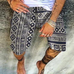 Men's Grid / Plaid Geometric Pattern Swim Trunks Swim Shorts Board Shorts Mid Waist Vintage Fashion Designer Casual Daily Holiday Pocket Drawstring Elastic Waist Designer Clothing Apparel