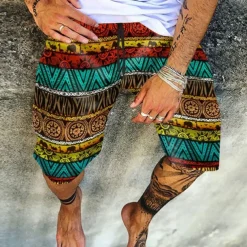 Men's Grid / Plaid Geometric Pattern Swim Trunks Swim Shorts Board Shorts Mid Waist Vintage Fashion Designer Casual Daily Holiday Pocket Drawstring Elastic Waist Designer Clothing Apparel