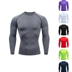 Men's Gym Shirt Sports T-Shirt Crew Neck Long Sleeve Sports & Outdoor Fitness Gym Soft Plain Black White Activewear Fashion Sport