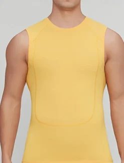 Men's GYM Tank Compression Tank Fitness Tank Men Tops Tank Crew Neck Sleeveless Sports & Outdoor Vacation Going out Casual Daily Gym Quick dry Breathable High Elasticity Soft Plain Black Yellow