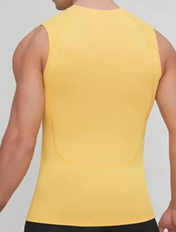 Men's GYM Tank Compression Tank Fitness Tank Men Tops Tank Crew Neck Sleeveless Sports & Outdoor Vacation Going out Casual Daily Gym Quick dry Breathable High Elasticity Soft Plain Black Yellow