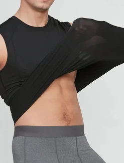 Men's GYM Tank Compression Tank Fitness Tank Men Tops Tank Crew Neck Sleeveless Sports & Outdoor Vacation Going out Casual Daily Gym Quick dry Breathable High Elasticity Soft Plain Black Yellow