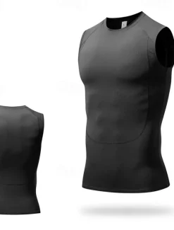 Men's GYM Tank Compression Tank Fitness Tank Men Tops Tank Crew Neck Sleeveless Sports & Outdoor Vacation Going out Casual Daily Gym Quick dry Breathable High Elasticity Soft Plain Black Yellow