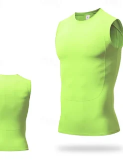 Men's GYM Tank Compression Tank Fitness Tank Men Tops Tank Crew Neck Sleeveless Sports & Outdoor Vacation Going out Casual Daily Gym Quick dry Breathable High Elasticity Soft Plain Black Yellow