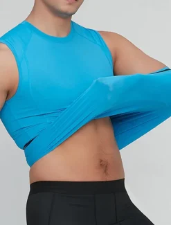 Men's GYM Tank Compression Tank Fitness Tank Men Tops Tank Crew Neck Sleeveless Sports & Outdoor Vacation Going out Casual Daily Gym Quick dry Breathable High Elasticity Soft Plain Black Yellow