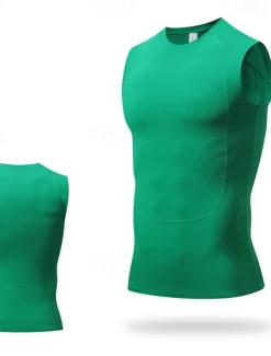 Men's GYM Tank Compression Tank Fitness Tank Men Tops Tank Crew Neck Sleeveless Sports & Outdoor Vacation Going out Casual Daily Gym Quick dry Breathable High Elasticity Soft Plain Black Yellow