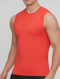 Men's GYM Tank Compression Tank Fitness Tank Men Tops Tank Crew Neck Sleeveless Sports & Outdoor Vacation Going out Casual Daily Gym Quick dry Breathable High Elasticity Soft Plain Black Yellow