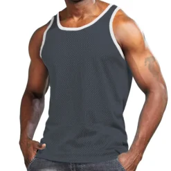 Men's Gym Tank Top Basketball Jersey Mesh Classic Sleeveless Singlet Athletic Athleisure Breathable Quick Dry Moisture Wicking Soft Fitness Gym Workout Basketball Sportswear Activewear Solid Colored
