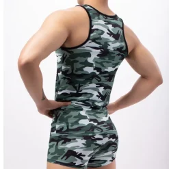 Men's Gym Tank Top Singlet Sleeveless Base Layer Athletic Breathable Quick Dry Moisture Wicking Gym Workout Running Active Training Sportswear Activewear Camo / Camouflage Blue Green Camouflage Brown
