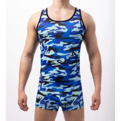 Men's Gym Tank Top Singlet Sleeveless Base Layer Athletic Breathable Quick Dry Moisture Wicking Gym Workout Running Active Training Sportswear Activewear Camo / Camouflage Blue Green Camouflage Brown