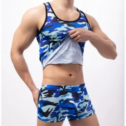 Men's Gym Tank Top Singlet Sleeveless Base Layer Athletic Breathable Quick Dry Moisture Wicking Gym Workout Running Active Training Sportswear Activewear Camo / Camouflage Blue Green Camouflage Brown