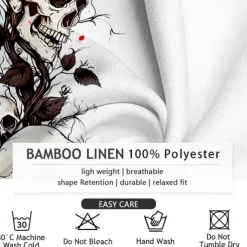 Men's Halloween Costumes Day of the Dead Rose Button Up Shirt Long Sleeve Horror Dark Vacation Party Evening Wear Daily Summer Spring & Fall Grandad Collar Band Collar 3D Print Rose+Black Violet Red