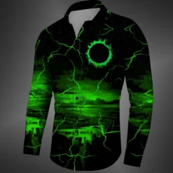 Men's Halloween Costumes Shirt Button Up Shirt Long Sleeve Casual Dark Daily Fall Winter Spring & Summer Turndown Shirt Collar Button Up 3D Print Black Yellow Red Blue Fuchsia