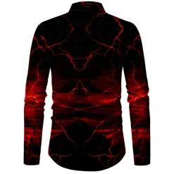 Men's Halloween Costumes Shirt Button Up Shirt Long Sleeve Casual Dark Daily Fall Winter Spring & Summer Turndown Shirt Collar Button Up 3D Print Black Yellow Red Blue Fuchsia