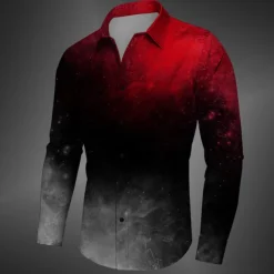 Men's Halloween Costumes Shirt Button Up Shirt Long Sleeve Casual Dark Business Daily Fall Winter Spring & Summer Turndown Shirt Collar Button Up 3D Print Yellow Red Blue Purple Green