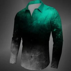 Men's Halloween Costumes Shirt Button Up Shirt Long Sleeve Casual Dark Business Daily Fall Winter Spring & Summer Turndown Shirt Collar Button Up 3D Print Yellow Red Blue Purple Green