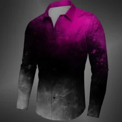 Men's Halloween Costumes Shirt Button Up Shirt Long Sleeve Casual Dark Business Daily Fall Winter Spring & Summer Turndown Shirt Collar Button Up 3D Print Yellow Red Blue Purple Green