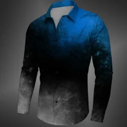 Men's Halloween Costumes Shirt Button Up Shirt Long Sleeve Casual Dark Business Daily Fall Winter Spring & Summer Turndown Shirt Collar Button Up 3D Print Yellow Red Blue Purple Green