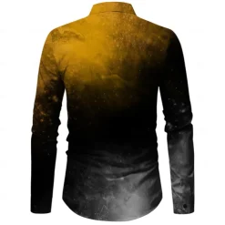 Men's Halloween Costumes Shirt Button Up Shirt Long Sleeve Casual Dark Business Daily Fall Winter Spring & Summer Turndown Shirt Collar Button Up 3D Print Yellow Red Blue Purple Green