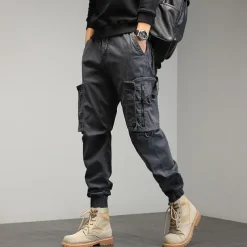 Men's Harem Hip Hop Techwear Streetwear Tactical Joggers Cargo Pants Casual Functional Overalls Jeans Trousers Green