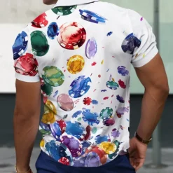 Men's Hawaiian Polo Shirts Golf Shirt Short Sleeve Polo Shirts Collared Shirts Casual Beach Wear Vacation Wear Tropical Wear Party Outfits 3D Print Quarter Zip Polo Summer White Khaki