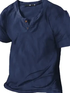 Men's Henley Shirt Tee Top Plain Henley Street Vacation Short Sleeve Button-Down Clothing Apparel Designer Basic Modern Contemporary