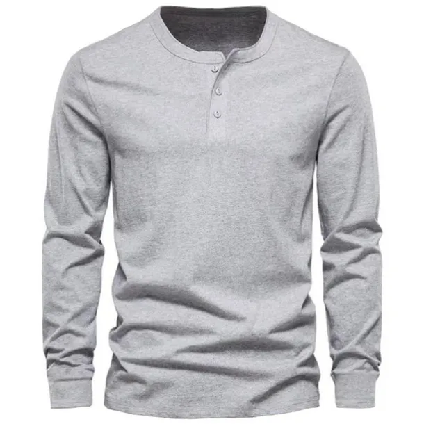 Men's Henley Shirt T-shirt Suits Tracksuit Tennis Shirt Long Sleeve Henley Spring & Fall Plain Gymnatics Casual 2 Piece Vacation Daily Wear Activewear Black White Navy Blue Top Tee for Men