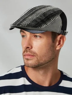 Men's Herringbone Ivy Cap with Adjustable Leather Strap - Vintage Style Flat Cap, Ideal for Casual Wear and Outdoor Activities