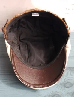 Men's Herringbone Ivy Cap with Adjustable Leather Strap - Vintage Style Flat Cap, Ideal for Casual Wear and Outdoor Activities