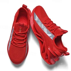 Men's High-Performance Athletic Sneakers in Vibrant Red – Lightweight, Breathable, and Durable Design for Running and Sports