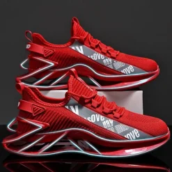 Men's High-Performance Athletic Sneakers in Vibrant Red – Lightweight, Breathable, and Durable Design for Running and Sports