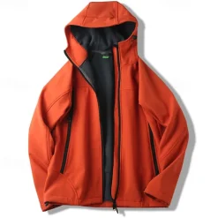 Men's Hiking Fleece Jacket Winter Outdoor Thermal Warm Fleece Lining Waterproof Windproof Fleece Jackets Full Zip Climbing Camping / Hiking / Caving Traveling Black Army Green Navy Blue Orange