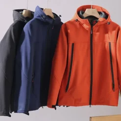 Men's Hiking Fleece Jacket Winter Outdoor Thermal Warm Fleece Lining Waterproof Windproof Fleece Jackets Full Zip Climbing Camping / Hiking / Caving Traveling Black Army Green Navy Blue Orange