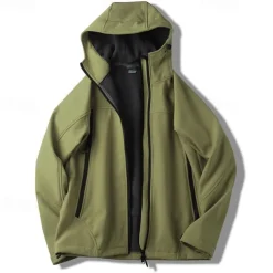 Men's Hiking Fleece Jacket Winter Outdoor Thermal Warm Fleece Lining Waterproof Windproof Fleece Jackets Full Zip Climbing Camping / Hiking / Caving Traveling Black Army Green Navy Blue Orange