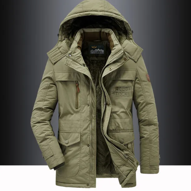 Men's Hiking Fleece Jacket Winter Jacket Thick Warm Hooded Parka Military Windbreaker Outdoor Detachable Cap Black Trench Coat Outerwear Hunting Ski Snowboard Camping Caving Army Green Khaki Blue