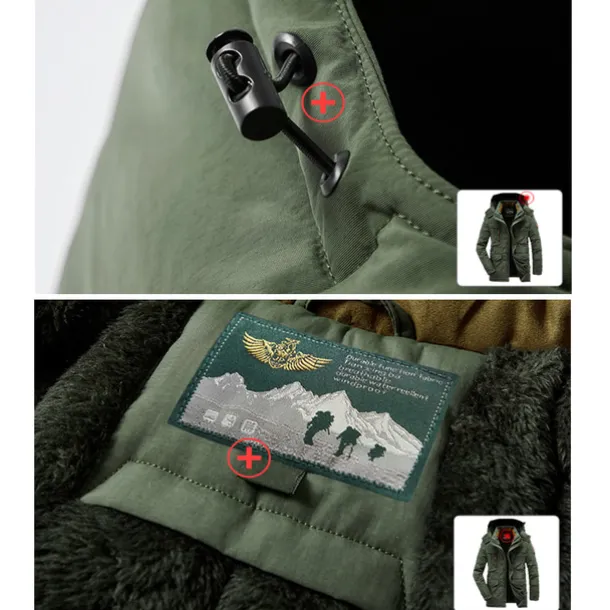 Men's Hiking Fleece Jacket Winter Jacket Thick Warm Hooded Parka Military Windbreaker Outdoor Detachable Cap Black Trench Coat Outerwear Hunting Ski Snowboard Camping Caving Army Green Khaki Blue