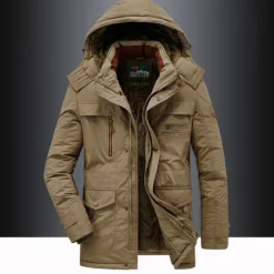 Men's Hiking Fleece Jacket Winter Jacket Thick Warm Hooded Parka Military Windbreaker Outdoor Detachable Cap Black Trench Coat Outerwear Hunting Ski Snowboard Camping Caving Army Green Khaki Blue