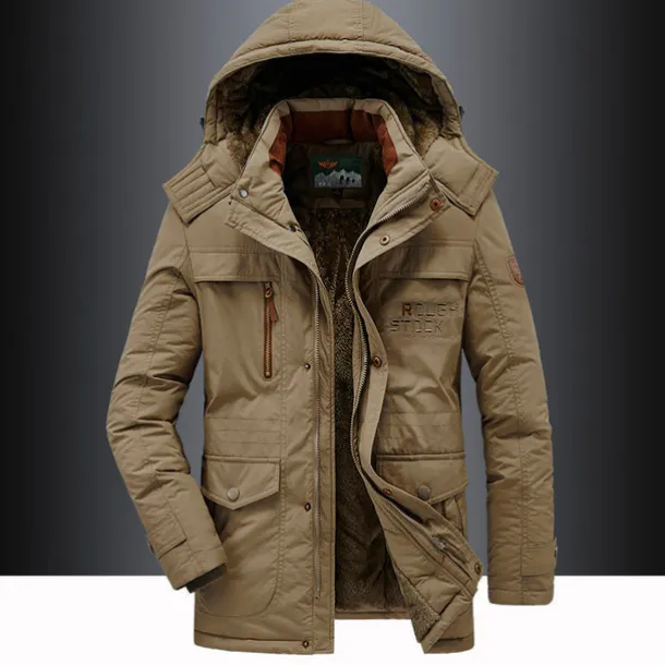 Men's Hiking Fleece Jacket Winter Jacket Thick Warm Hooded Parka Military Windbreaker Outdoor Detachable Cap Black Trench Coat Outerwear Hunting Ski Snowboard Camping Caving Army Green Khaki Blue