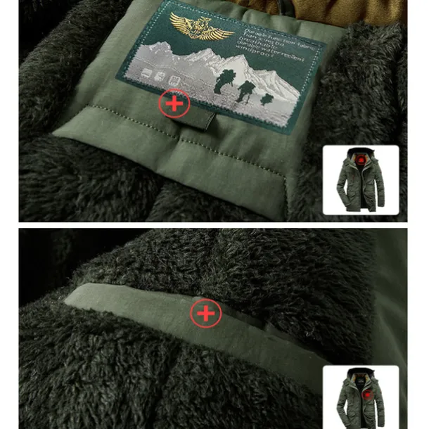 Men's Hiking Fleece Jacket Winter Jacket Thick Warm Hooded Parka Military Windbreaker Outdoor Detachable Cap Black Trench Coat Outerwear Hunting Ski Snowboard Camping Caving Army Green Khaki Blue