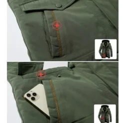 Men's Hiking Fleece Jacket Winter Jacket Thick Warm Hooded Parka Military Windbreaker Outdoor Detachable Cap Black Trench Coat Outerwear Hunting Ski Snowboard Camping Caving Army Green Khaki Blue